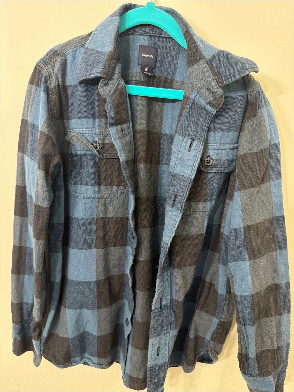 GAP Blue and Black Plaid Lightweight Shirt Jacket